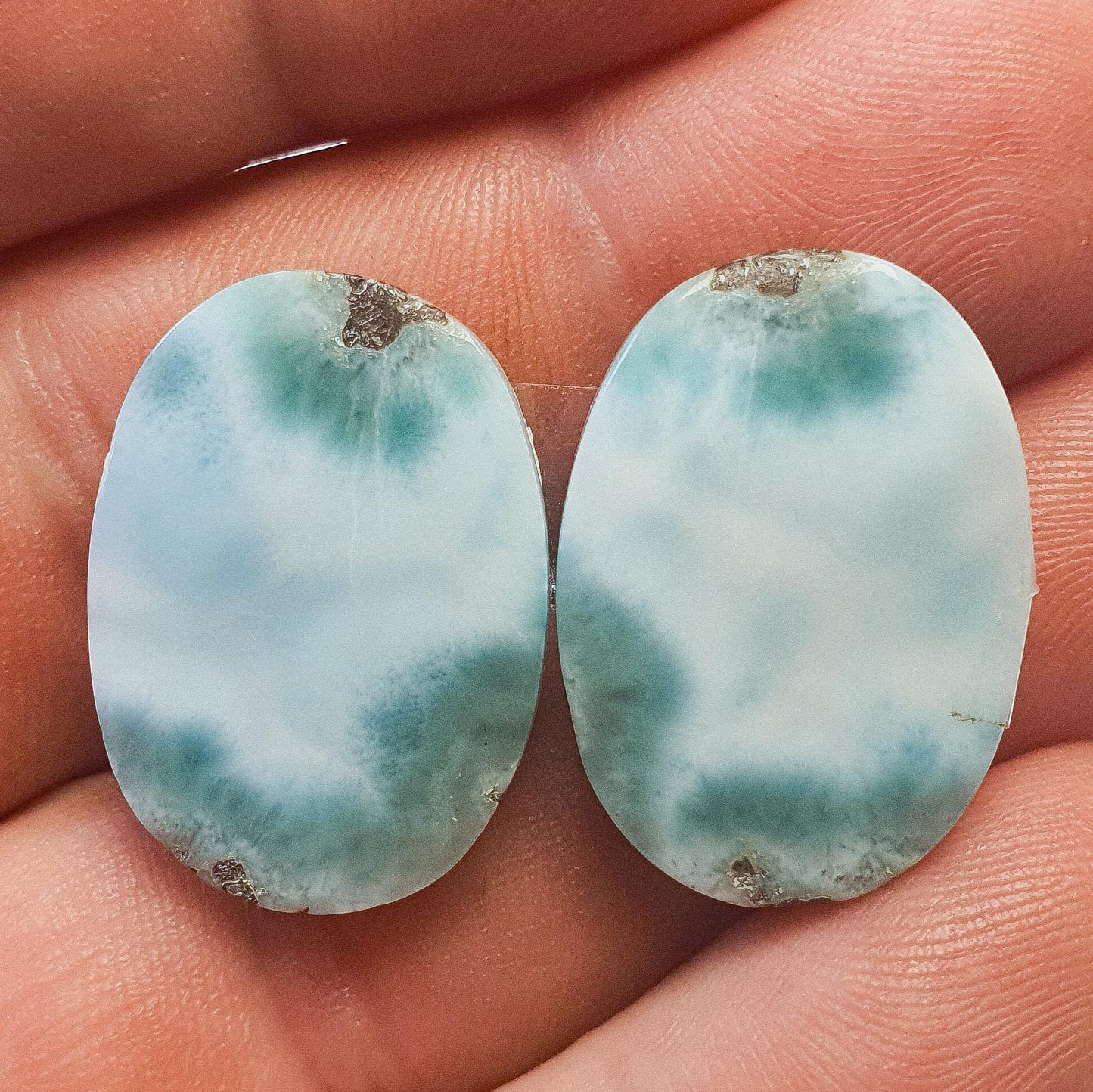 Pair of larimar cabochons