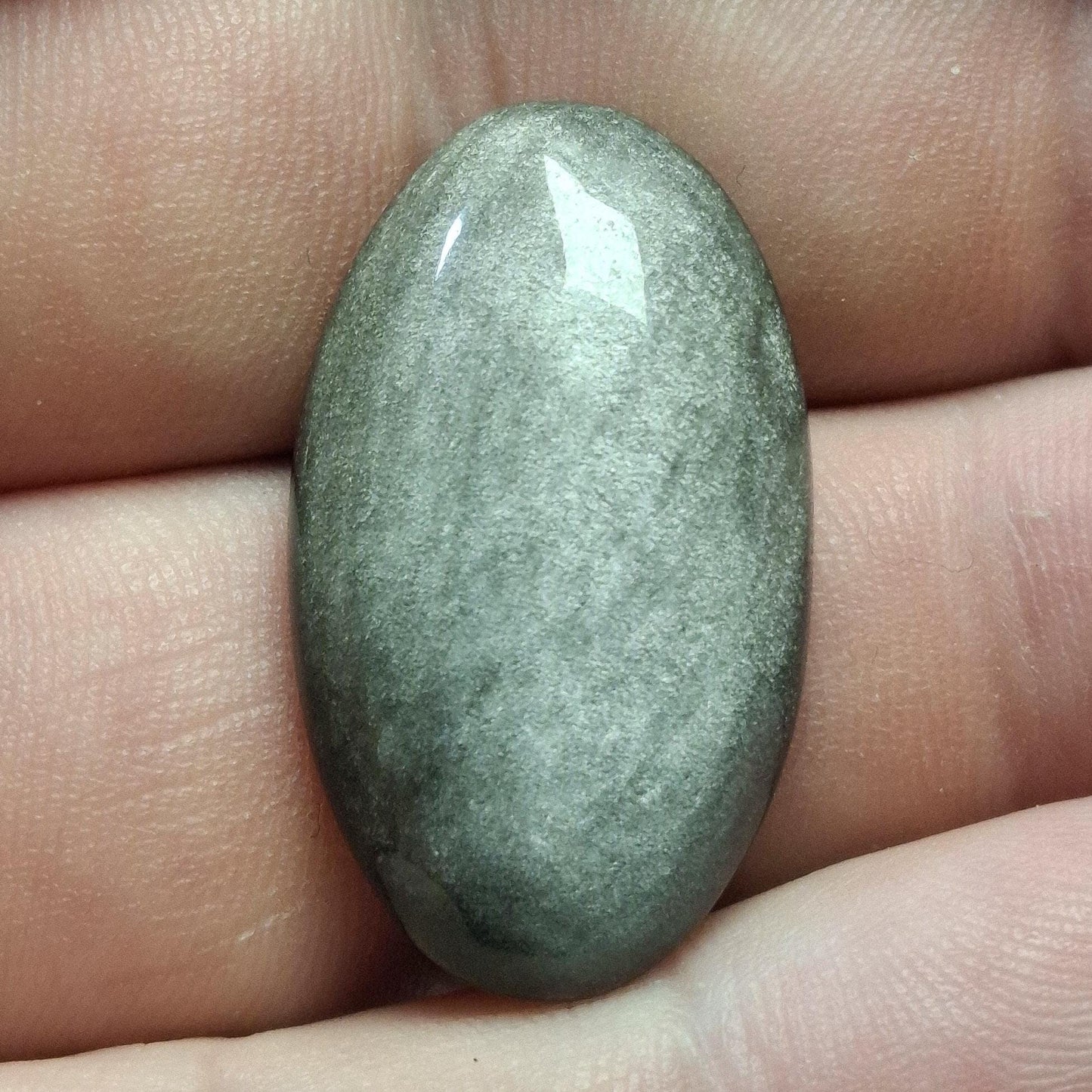 Cabochon obsidienne argentée