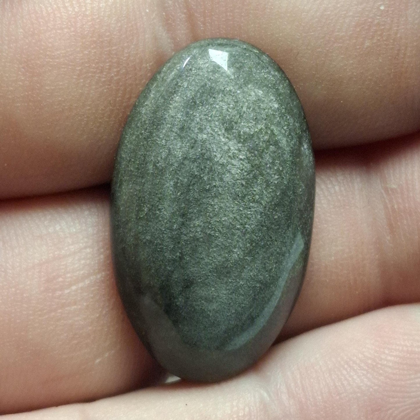 Cabochon obsidienne argentée