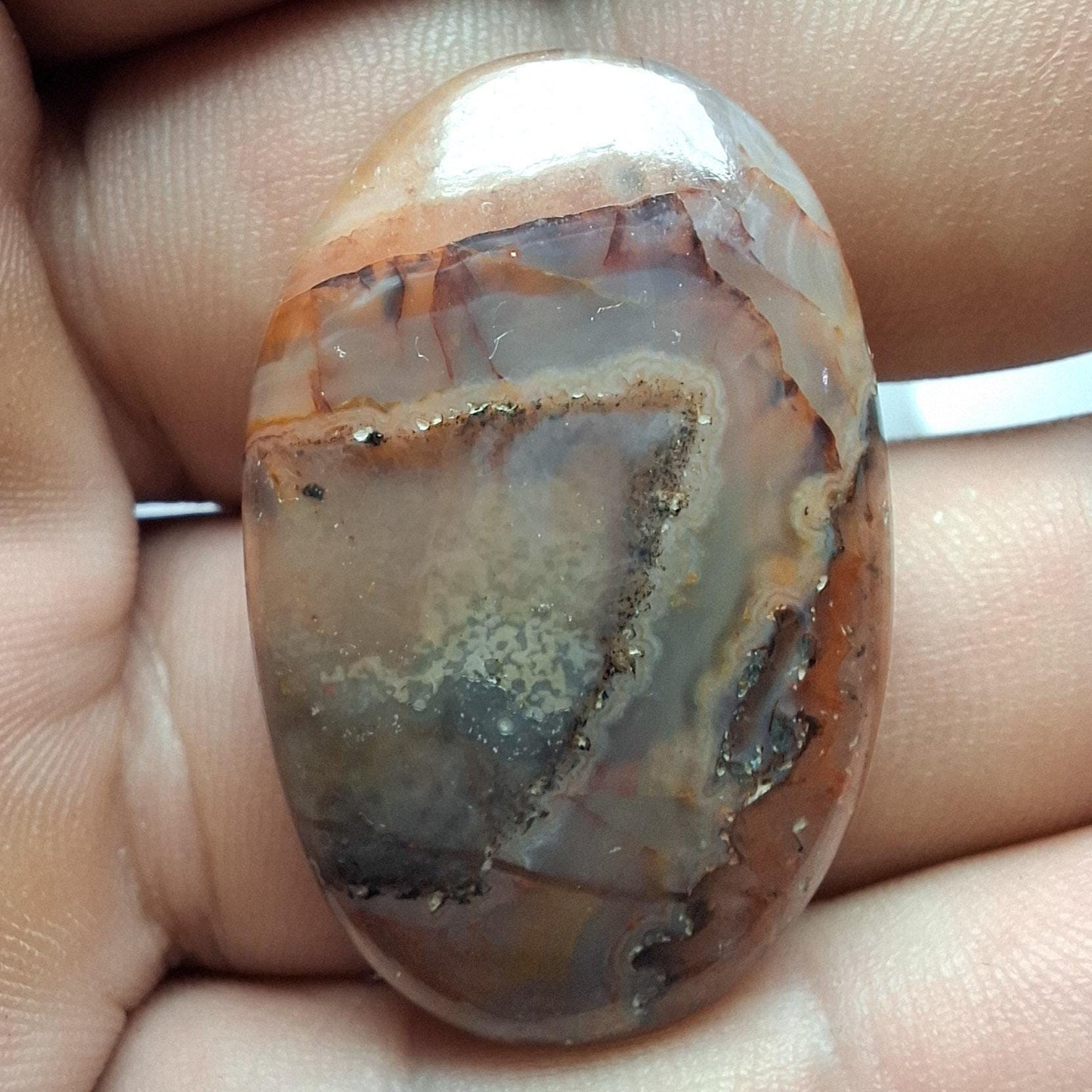 Cabochon agate lace de montredon-labessonnié