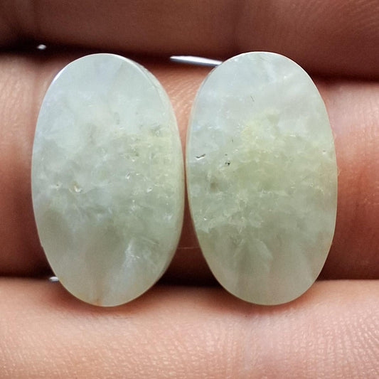 Paire cabochon prehnite