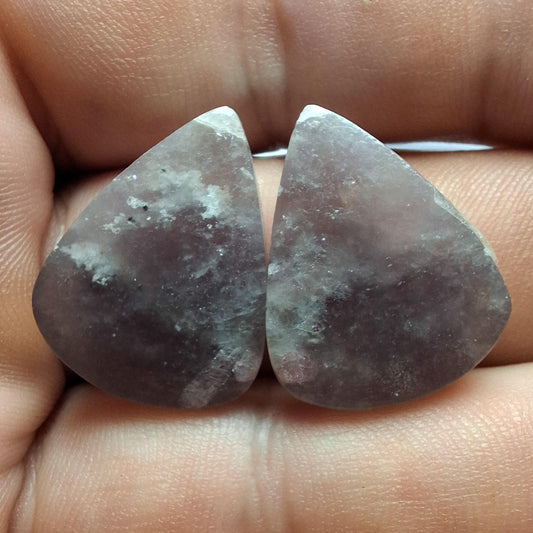 Paire cabochon lepidolite de tchèquie