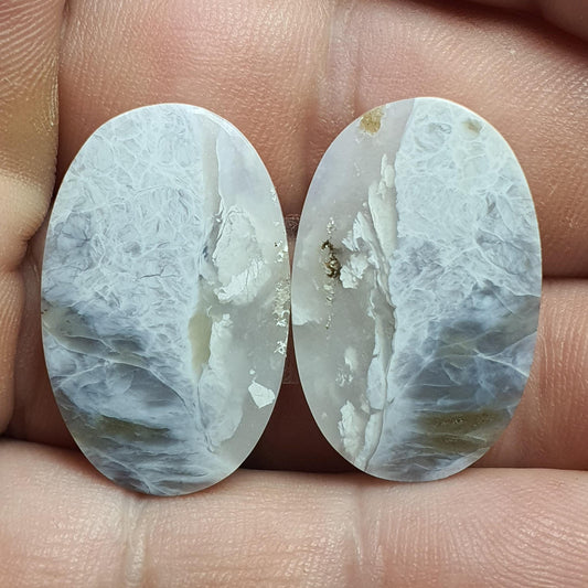 Pair of Lavender Chalcedony cabochons