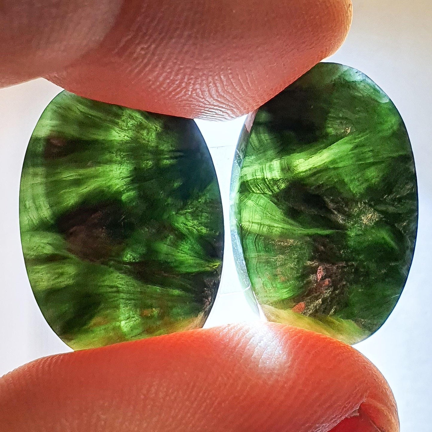 Pair of Seraphinite cabochons