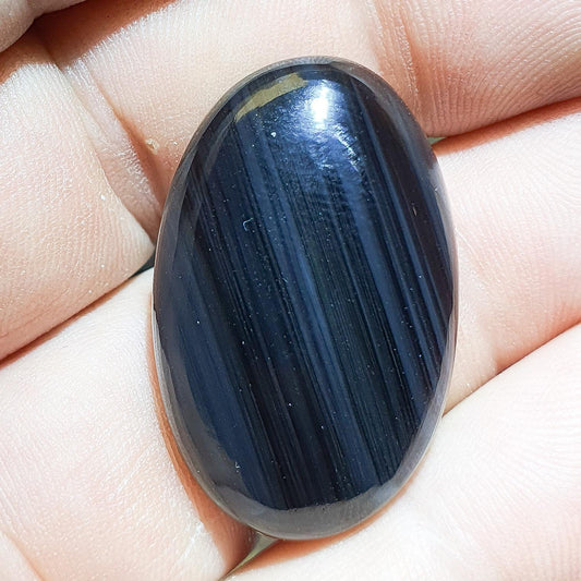 Obsidian-Mitternachtsspitze-Silber-Cabochon