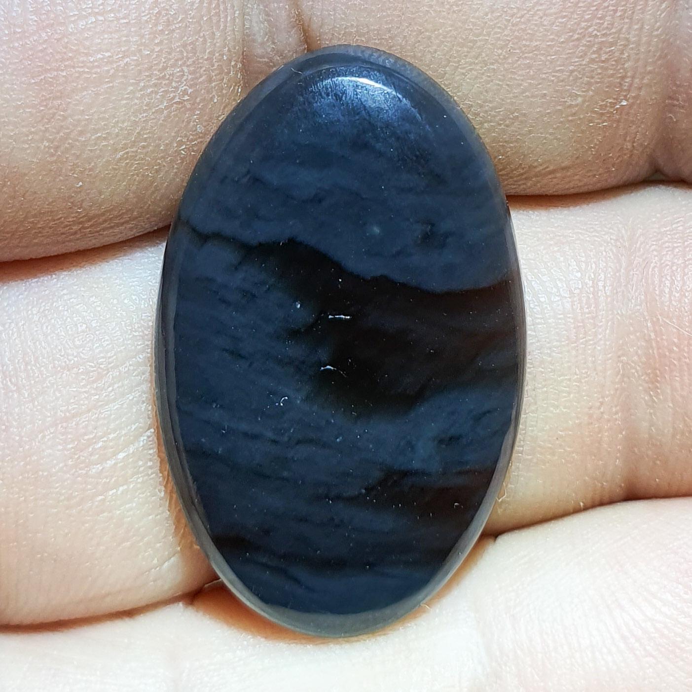 Obsidian-Mitternachtsspitze-Silber-Cabochon