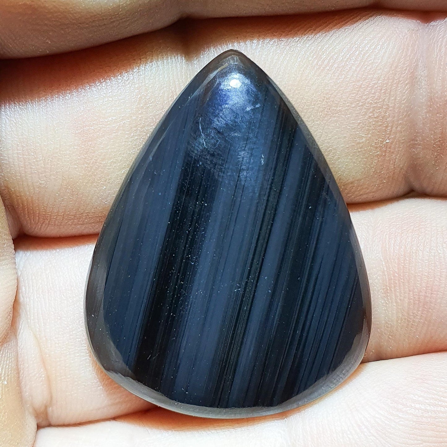 Silver Midnight Lace Obsidian Cabochon