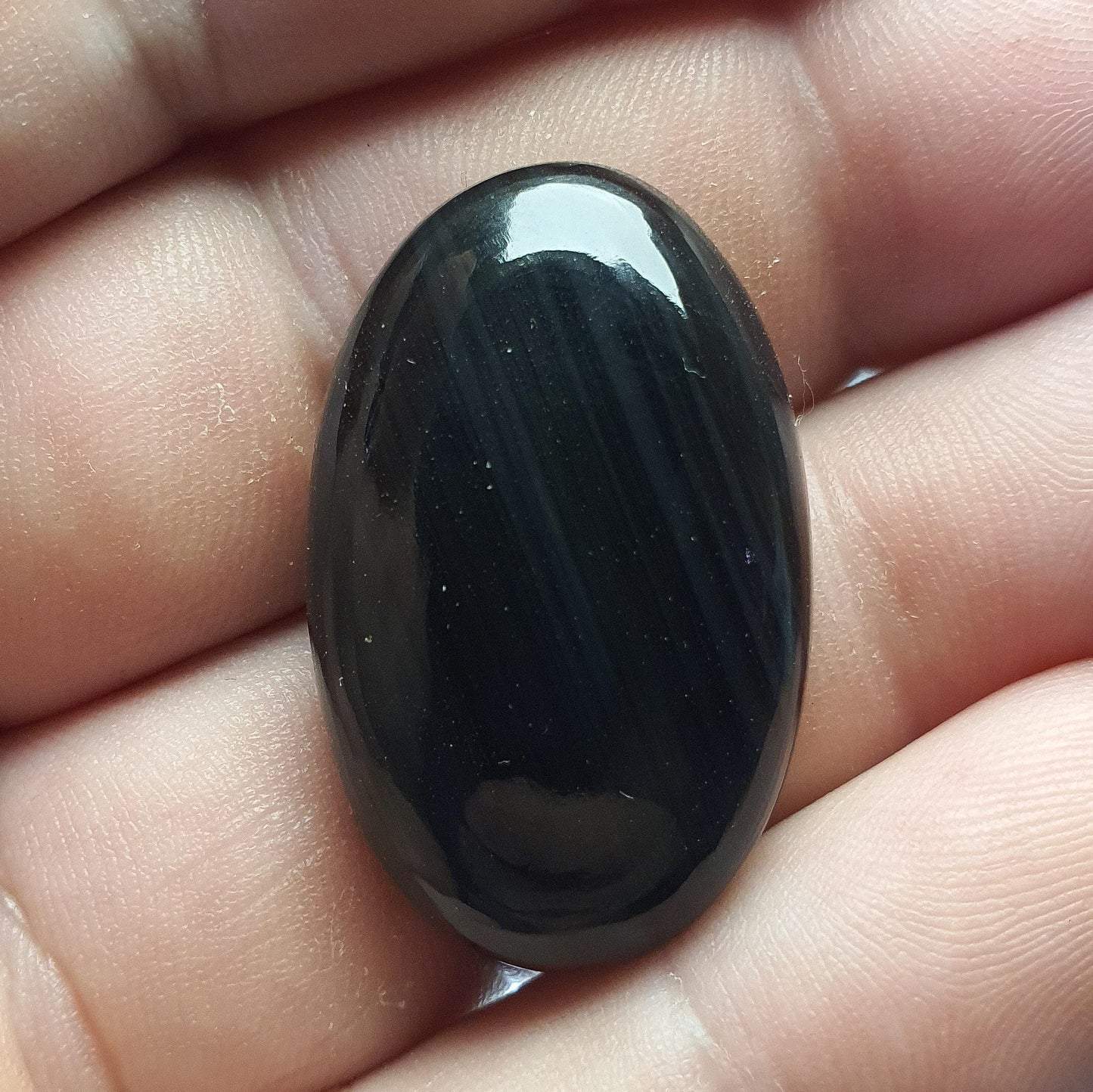 Obsidian-Mitternachtsspitze-Silber-Cabochon