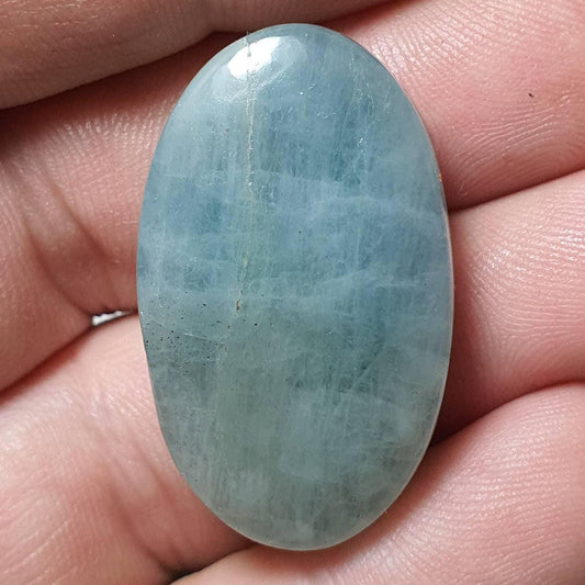 Cabochon aigue-marine rainurée