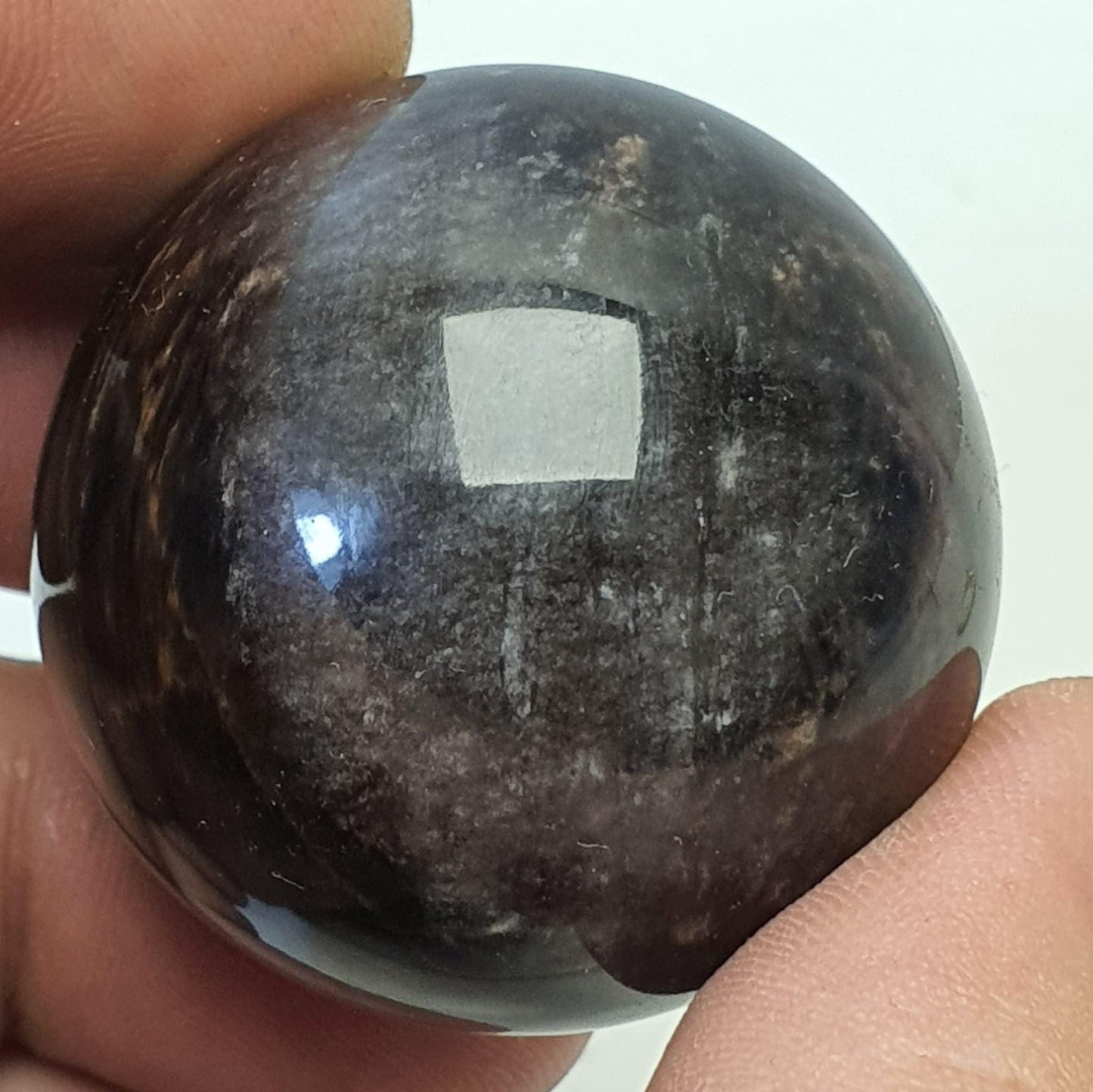 Sphère obsidienne argentée/ acajou d'arménie