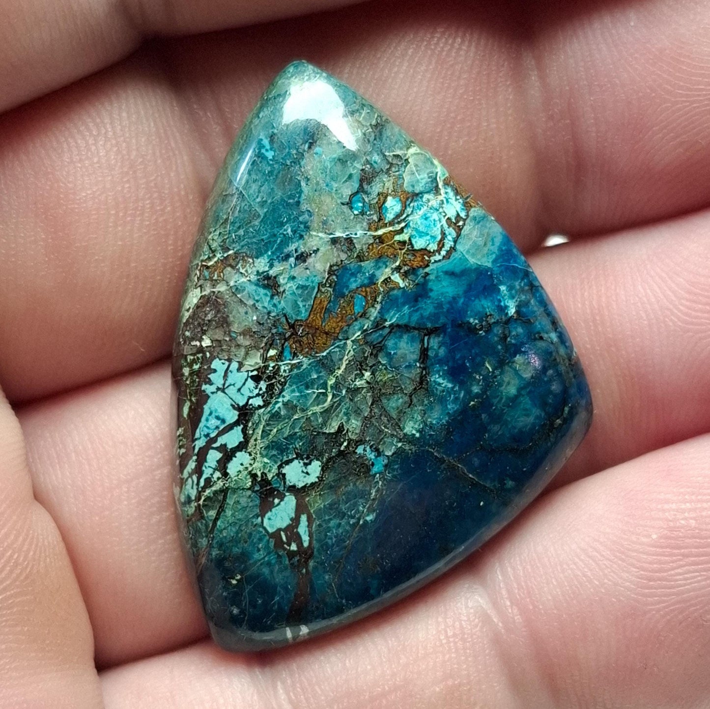 Cabochon chrysocolle, azurite, cuprite