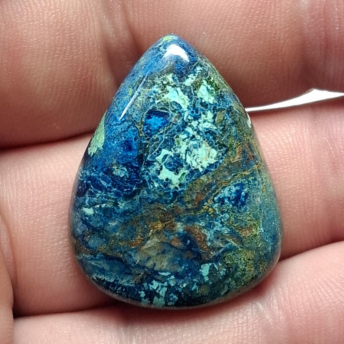 Cabochon chrysocolle, azurite, cuprite