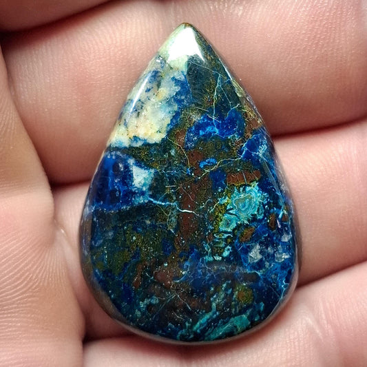 Cabochon azurite, cuprite