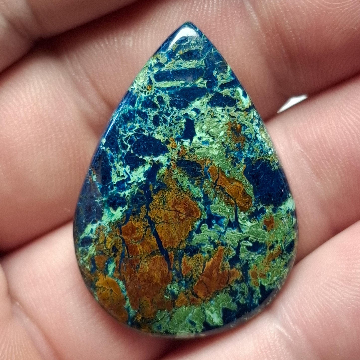 Cabochon chrysocolle, azurite, cuprite