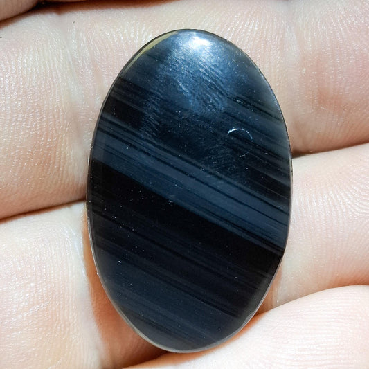 Cabochon obsidienne midnight lace rainurée