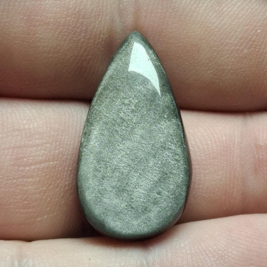 Cabochon obsidienne argentée