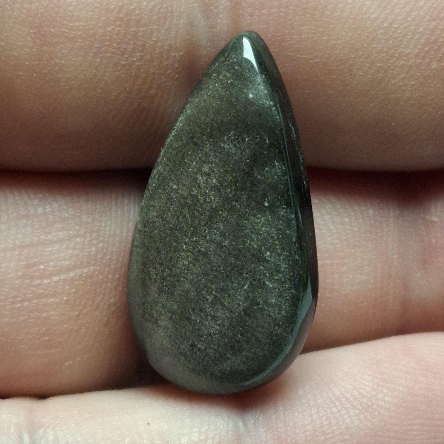 Cabochon obsidienne argentée