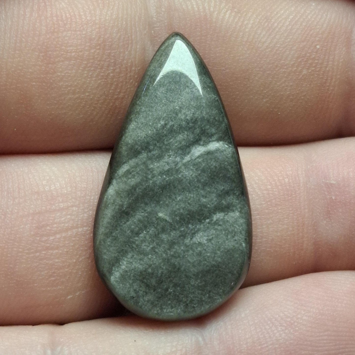 Cabochon obsidienne argentée