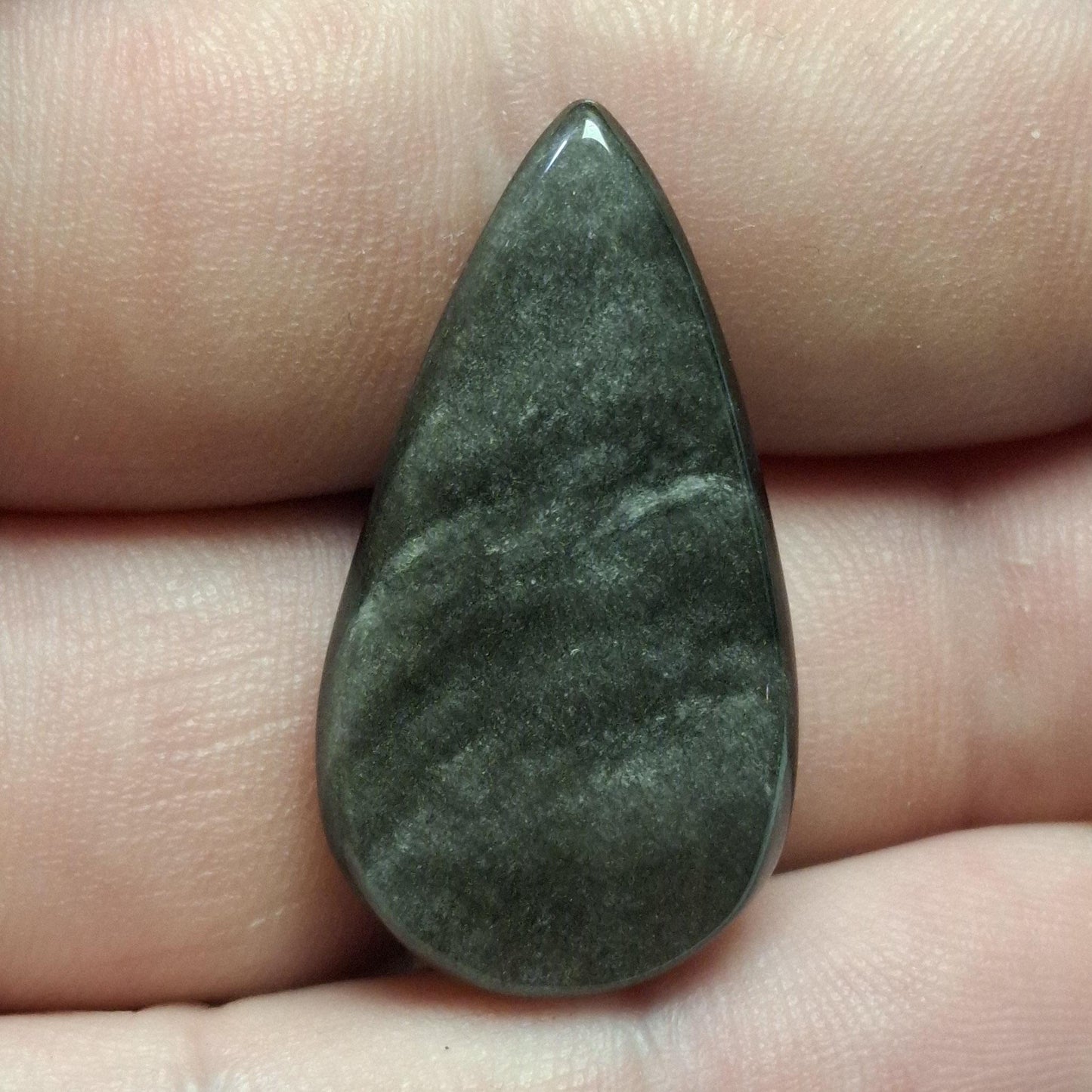 Cabochon obsidienne argentée