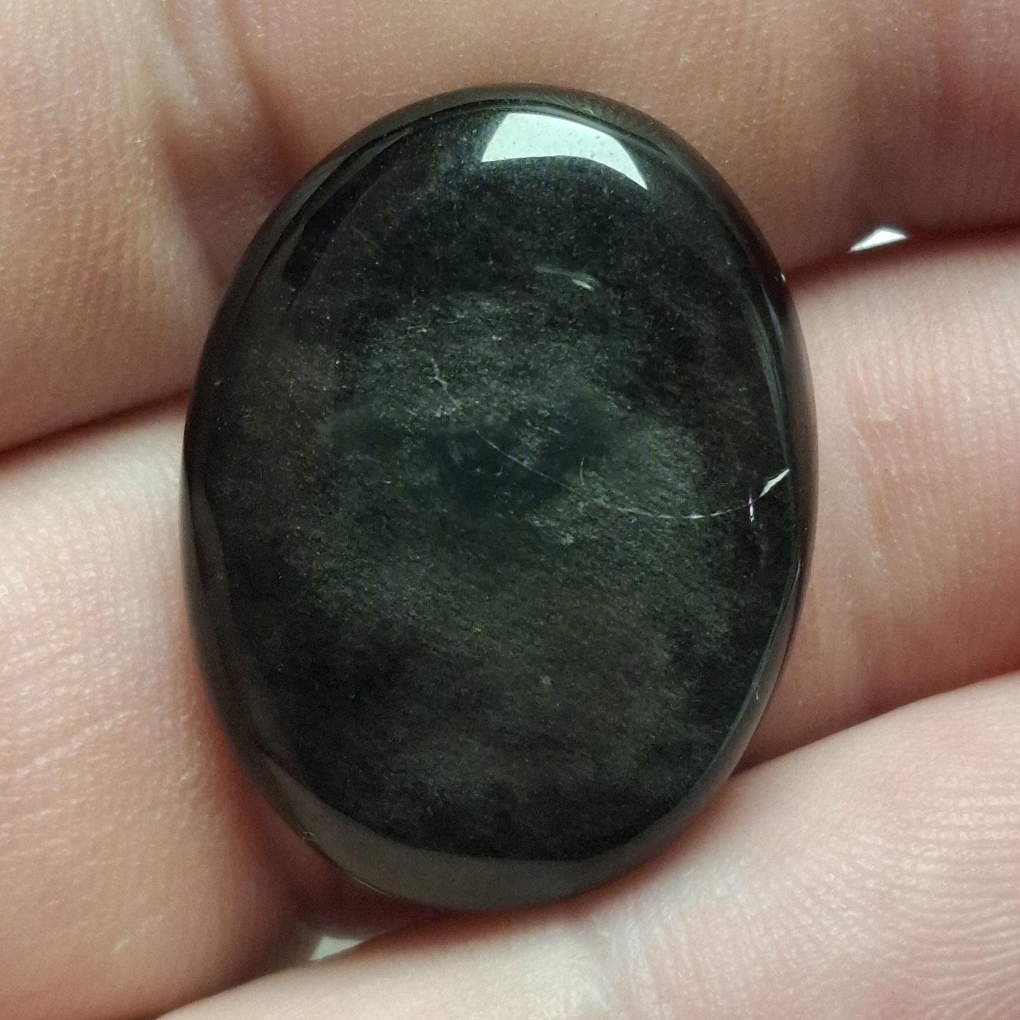 Cabochon obsidienne argentée