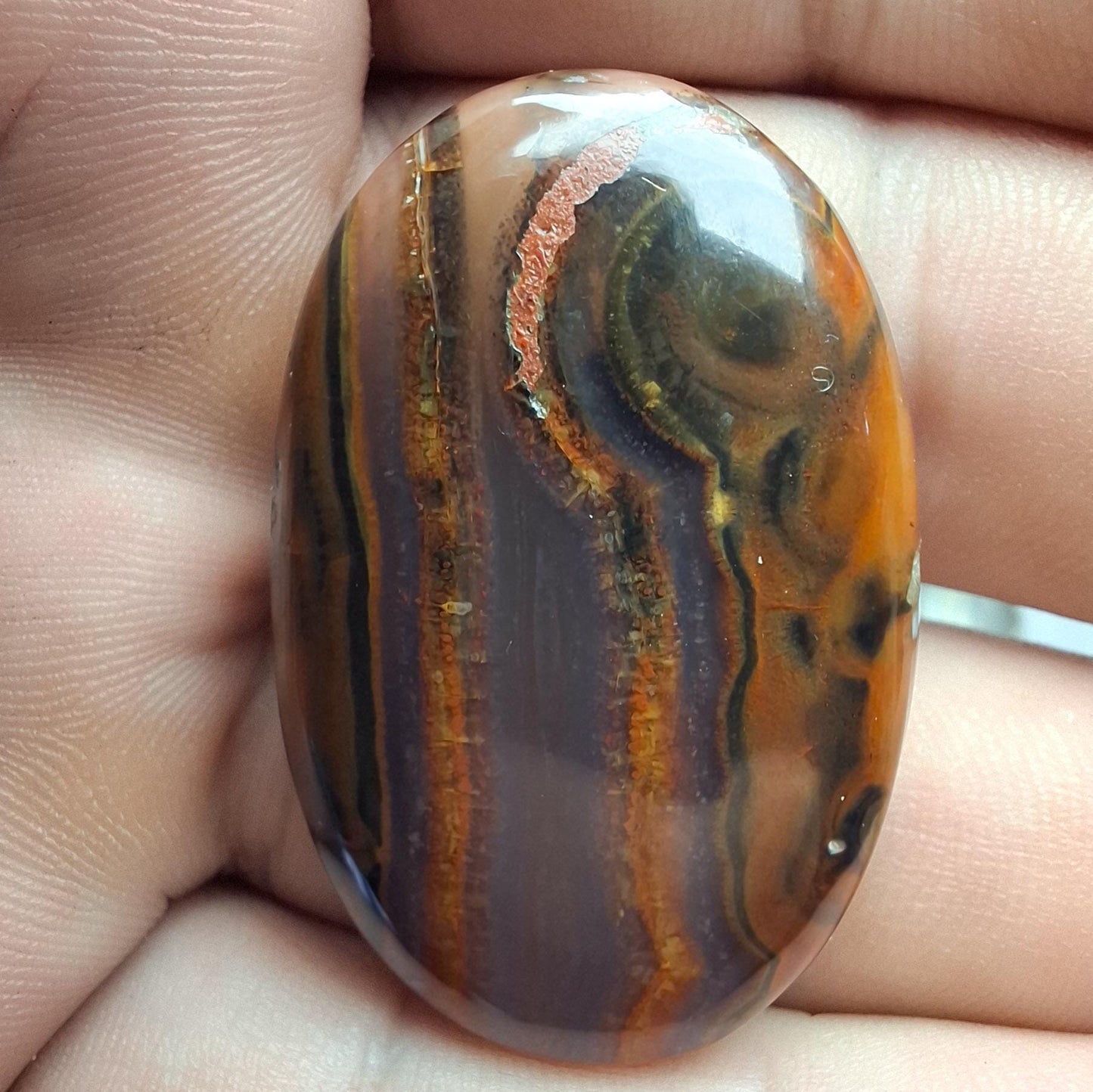 Cabochon agate condor