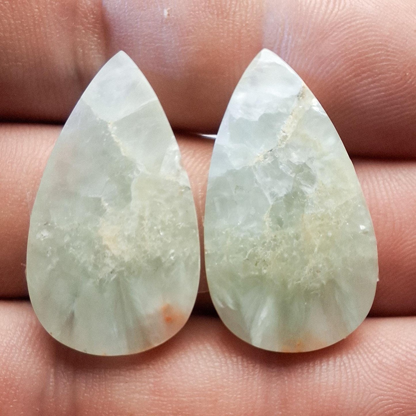 Paire cabochon prehnite