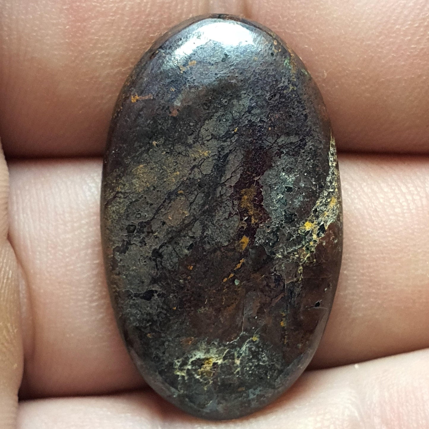 Cabochon cuivre natif à cuprite de bisbee