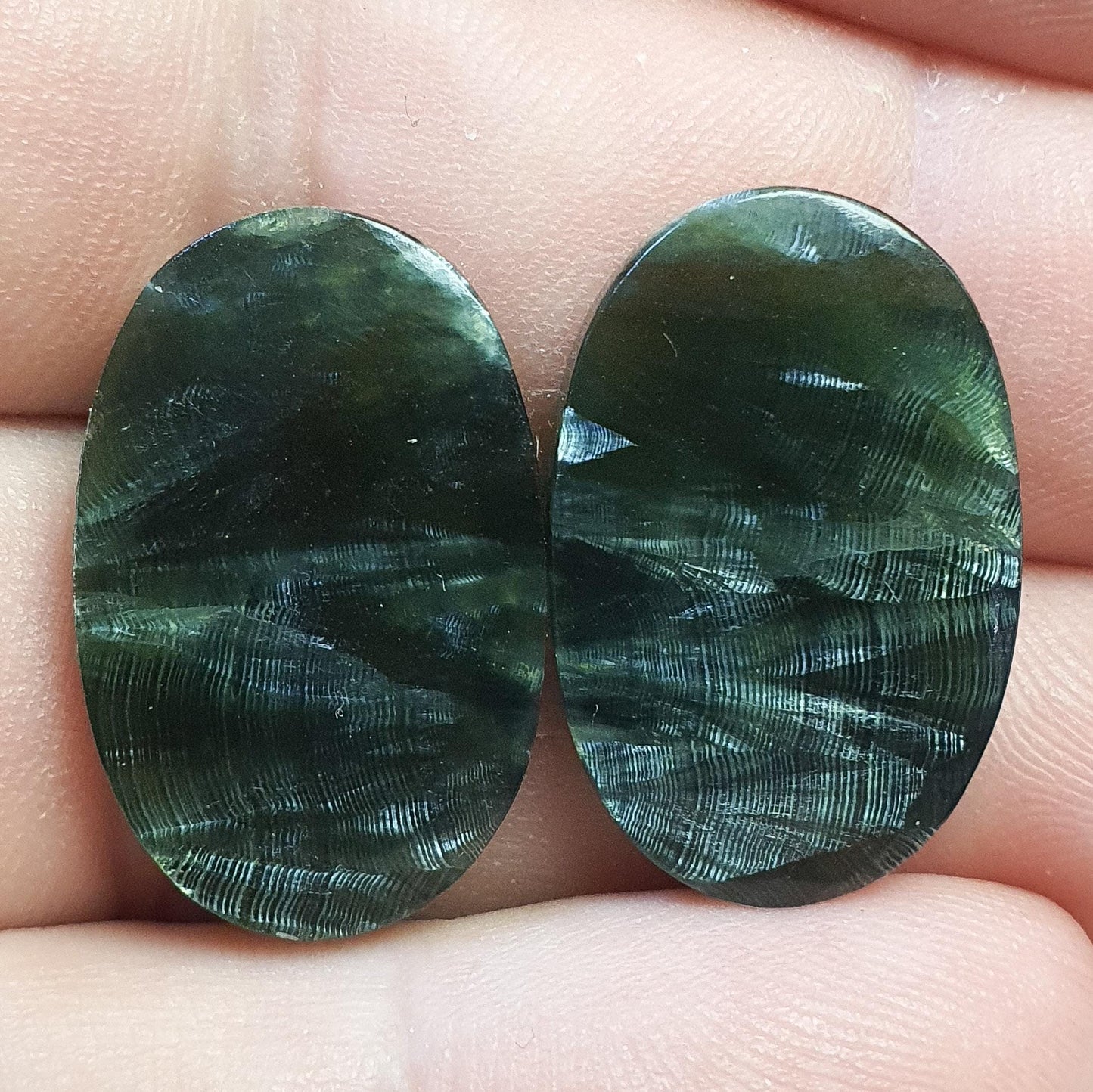 Pair of Seraphinite cabochons