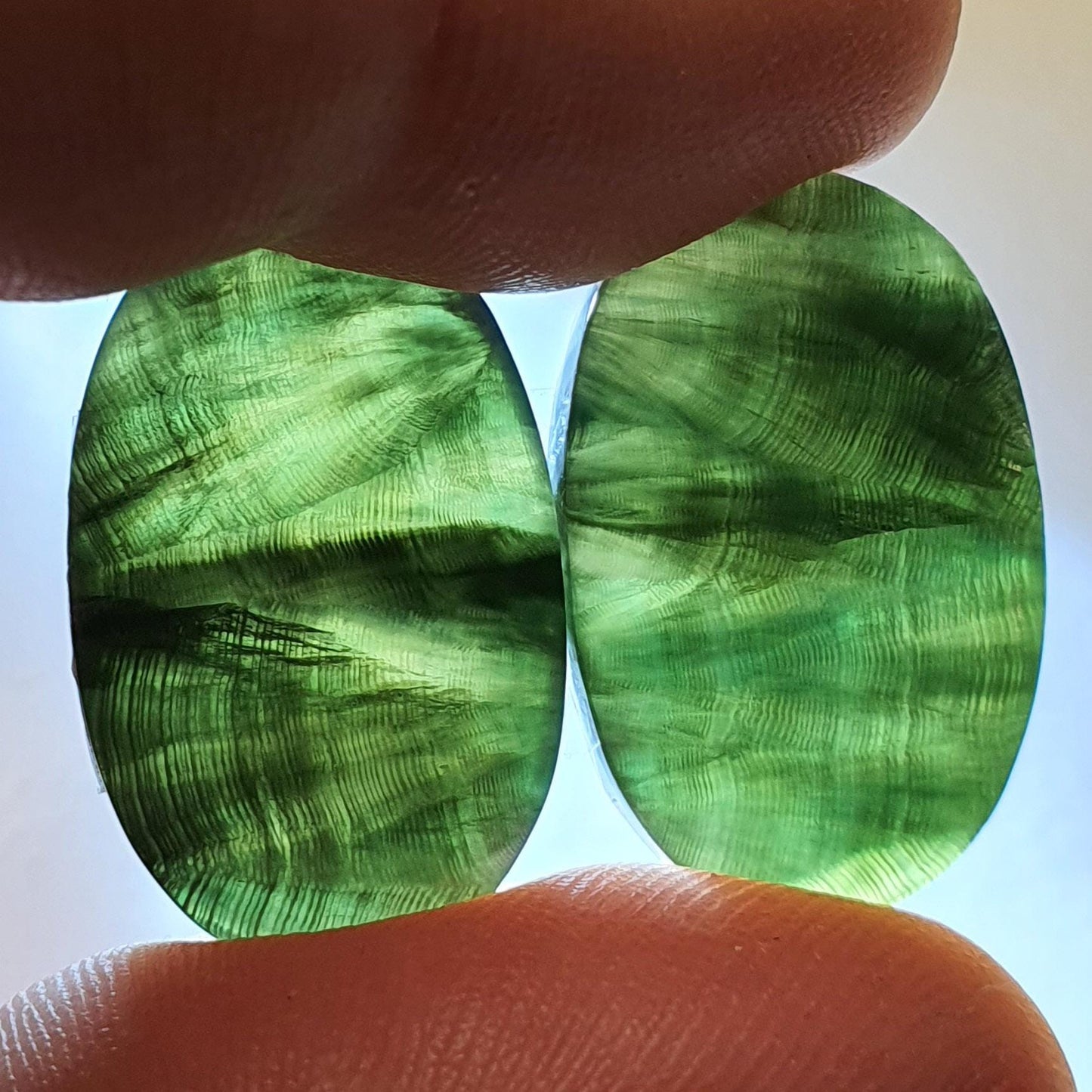 Pair of Seraphinite cabochons