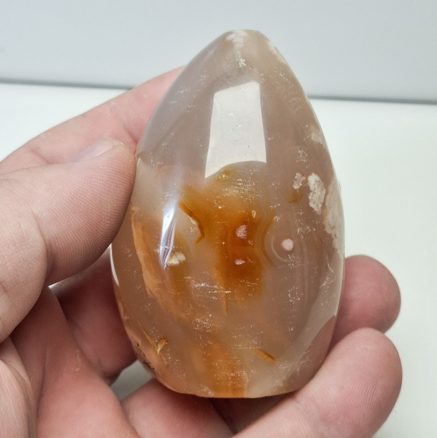 Agate Fleur forme libre polie