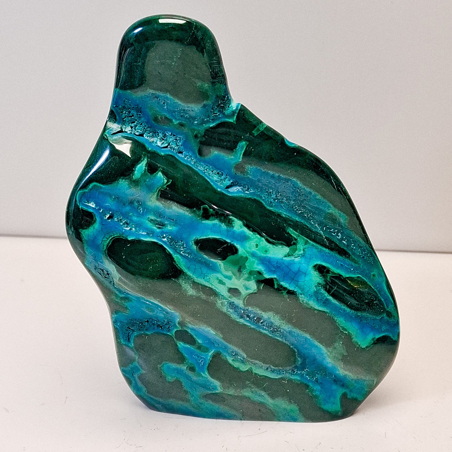 Chrysocolle Malachite forme libre polie