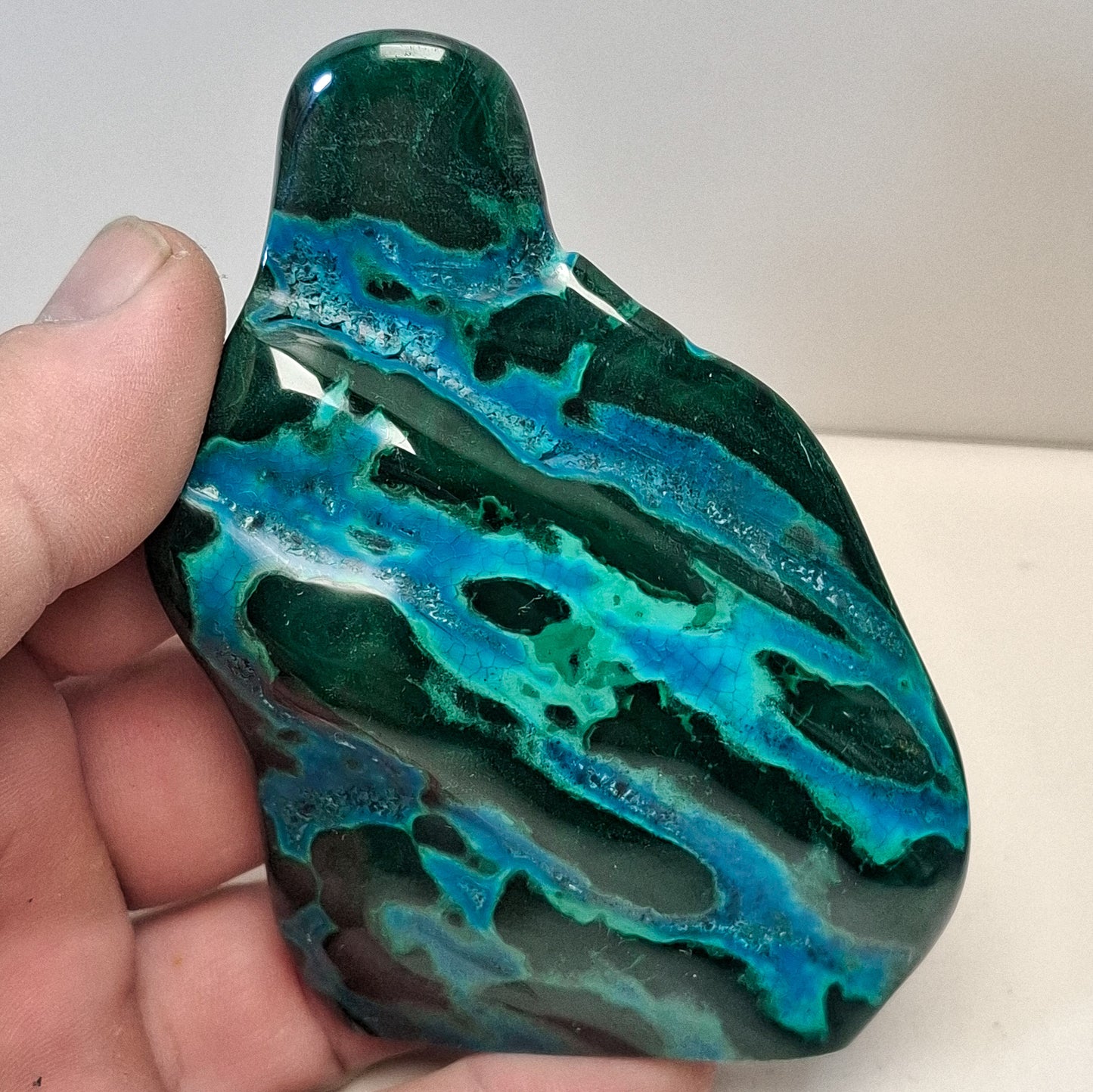 Chrysocolle Malachite forme libre polie