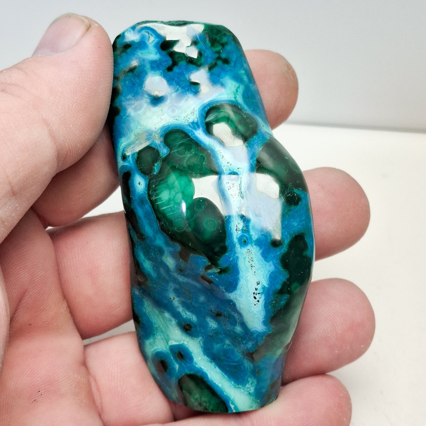 Chrysocolle Malachite forme libre polie