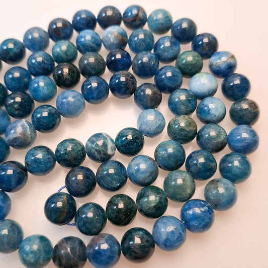 Perles Apatite 8mm, corde 40cm perles rondes naturelles