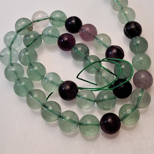 Perles Fluorite Verte 10mm, corde 40cm perles rondes naturelles