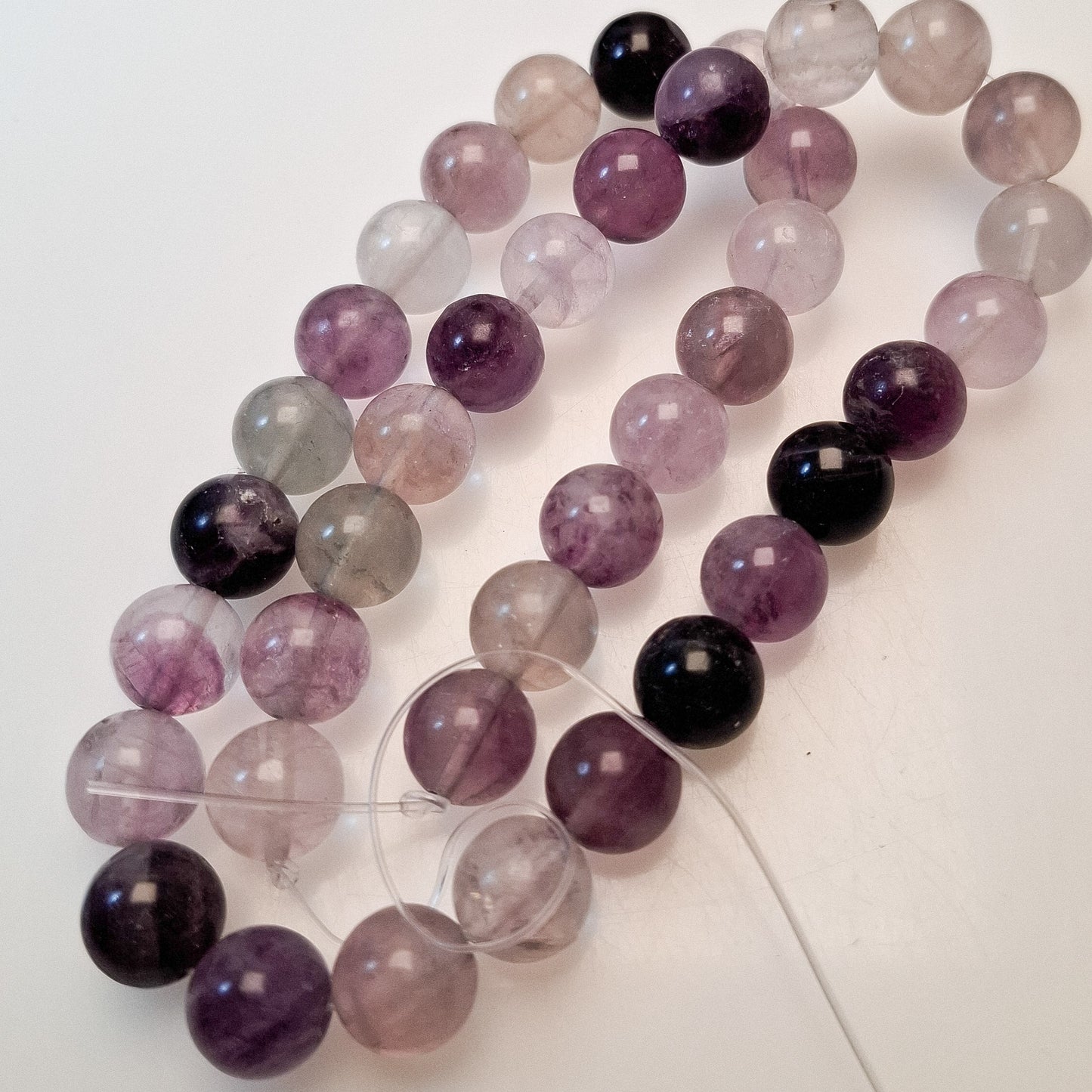 Perles Fluorite 10mm, corde 40cm perles rondes naturelles