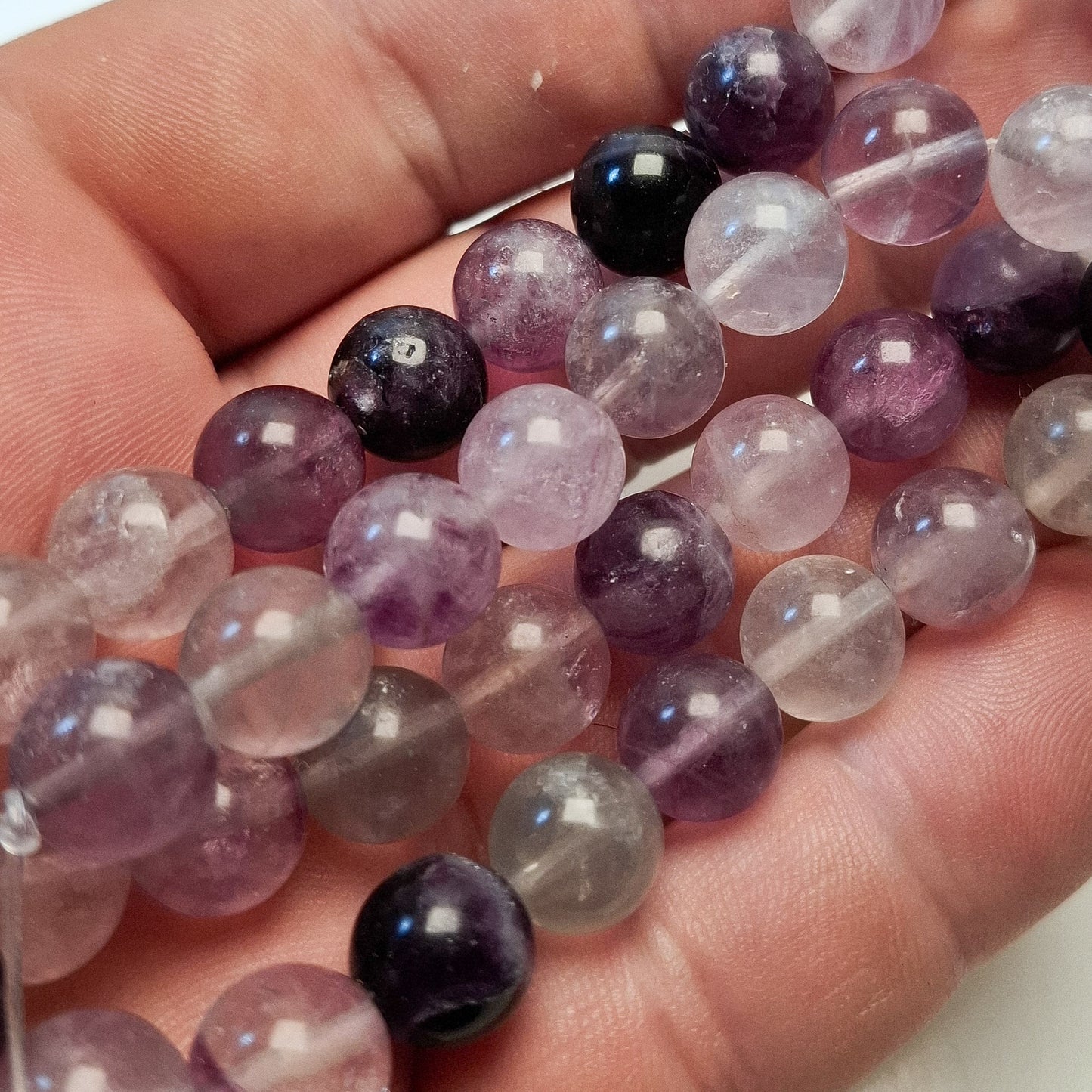 Perles Fluorite 10mm, corde 40cm perles rondes naturelles