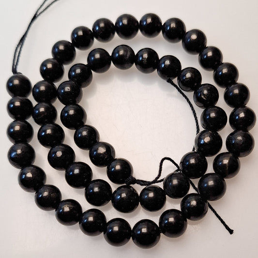 Perles Shungite 8mm, corde 40cm perles rondes naturelles