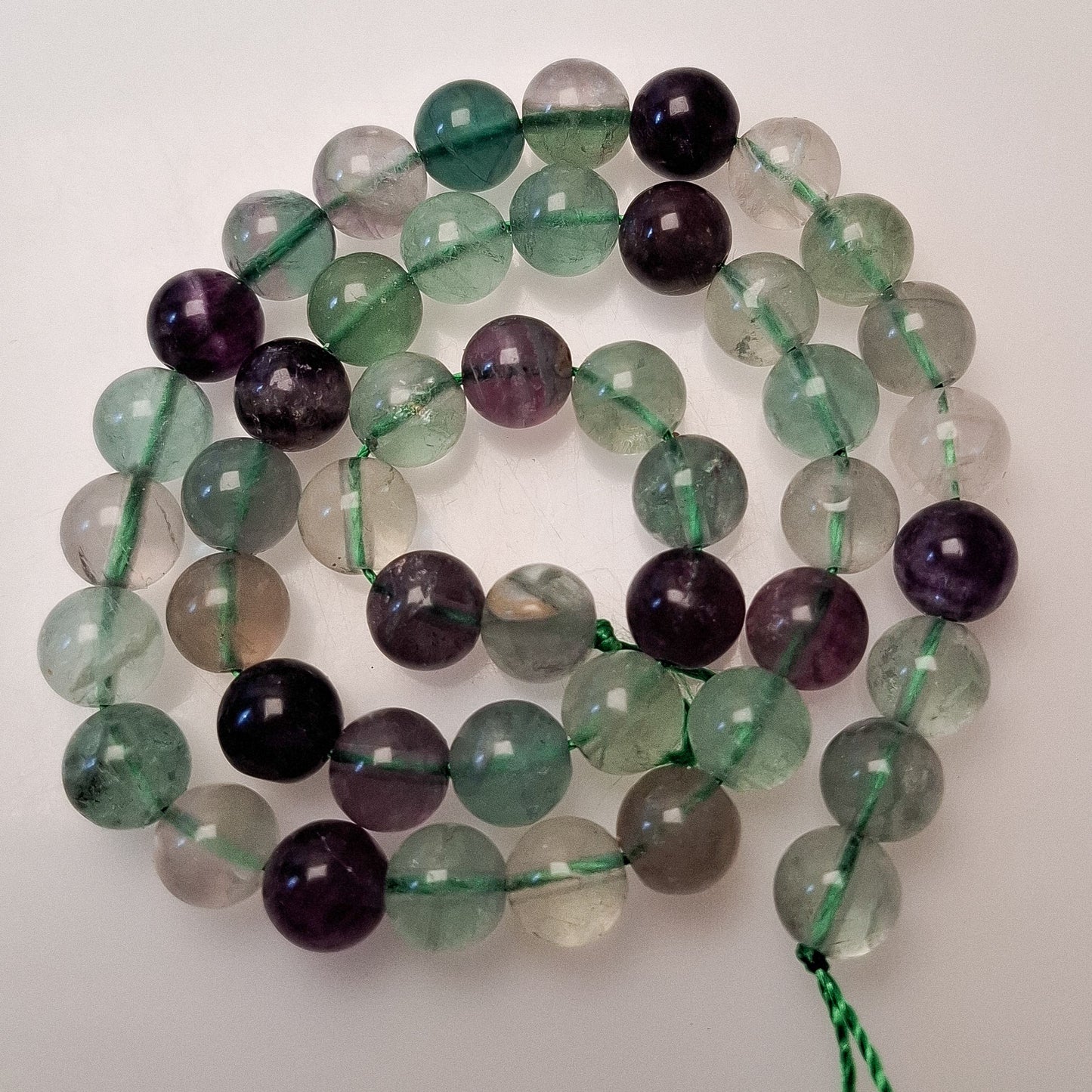 Perles Fluorite Verte 8mm, corde 40cm perles rondes naturelles