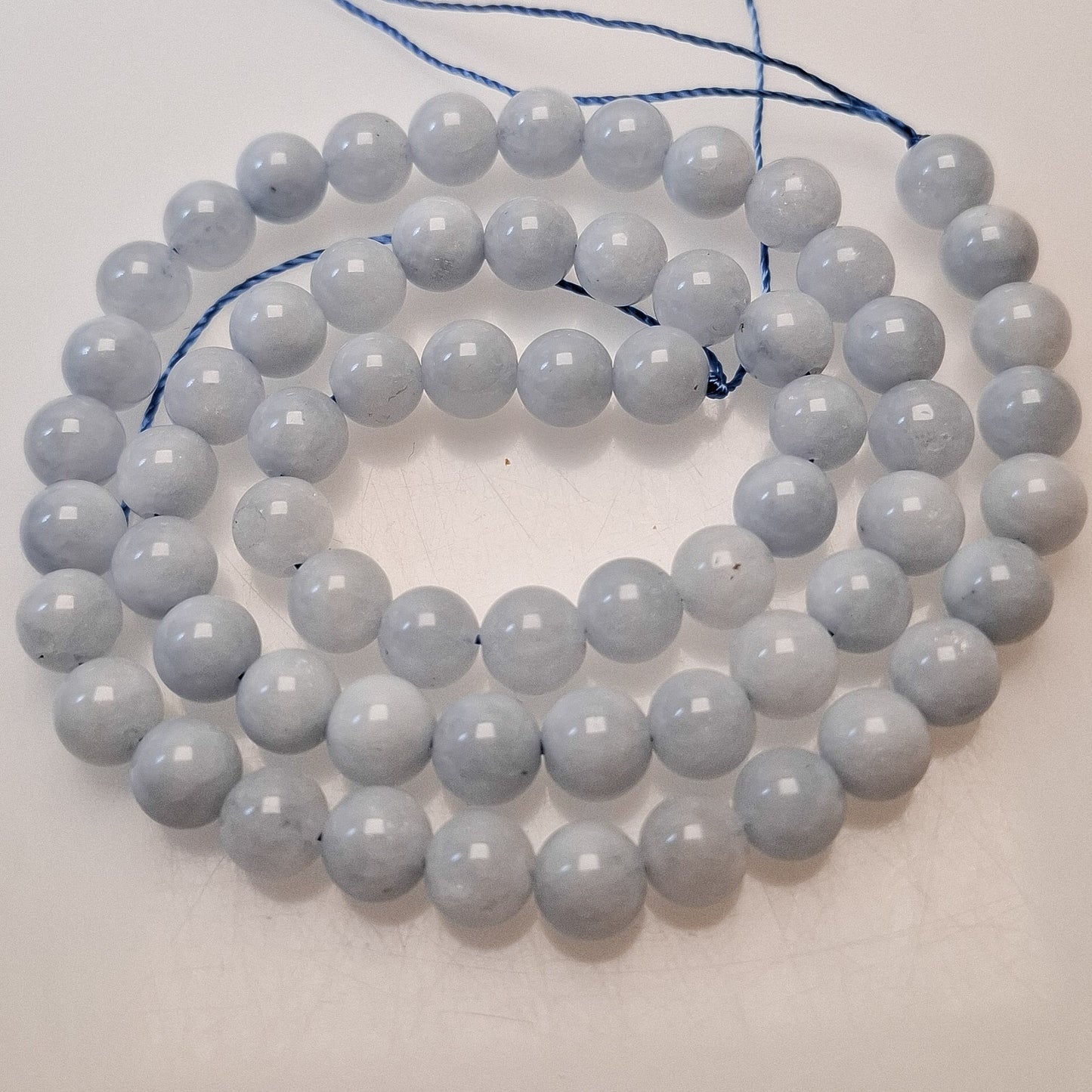 Perles Aigue-Marine 6mm, corde 40cm perles rondes naturelles