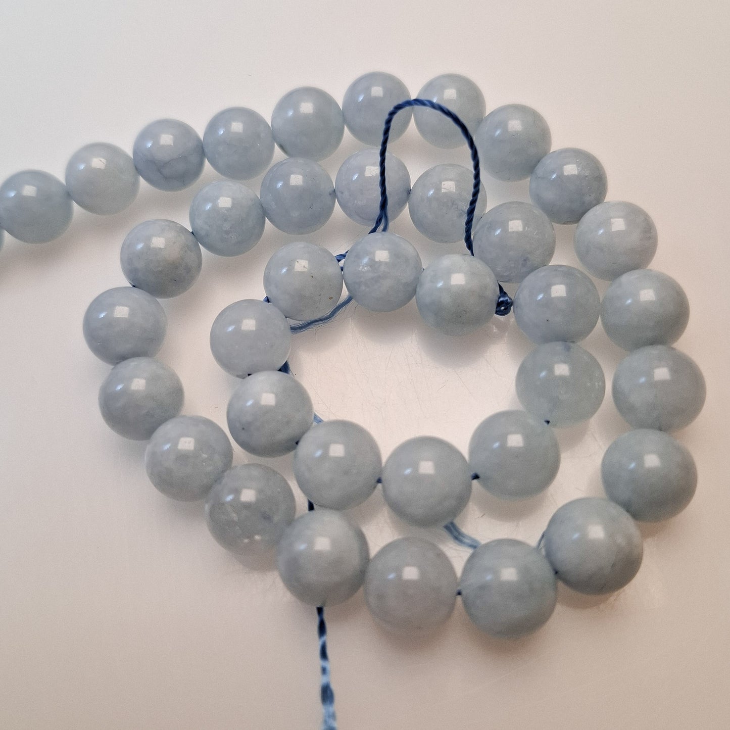 Perles Aigue-Marine 10mm, corde 40cm perles rondes naturelles