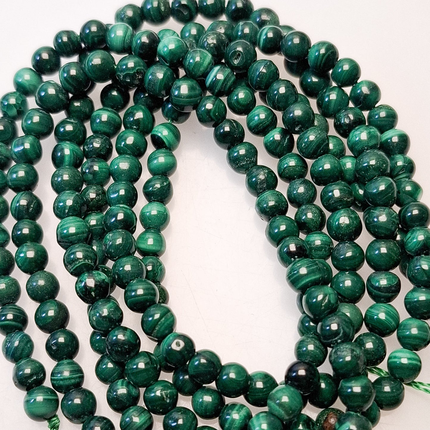 Perles Malachite 4mm, corde 40cm perles rondes naturelles