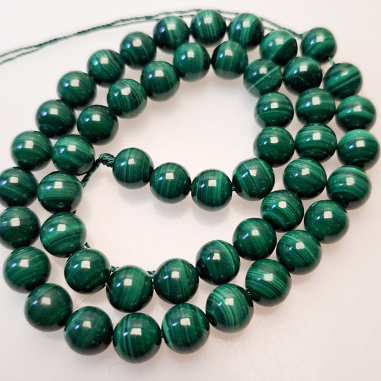 Perles Malachite 8mm, corde 40cm perles rondes naturelles