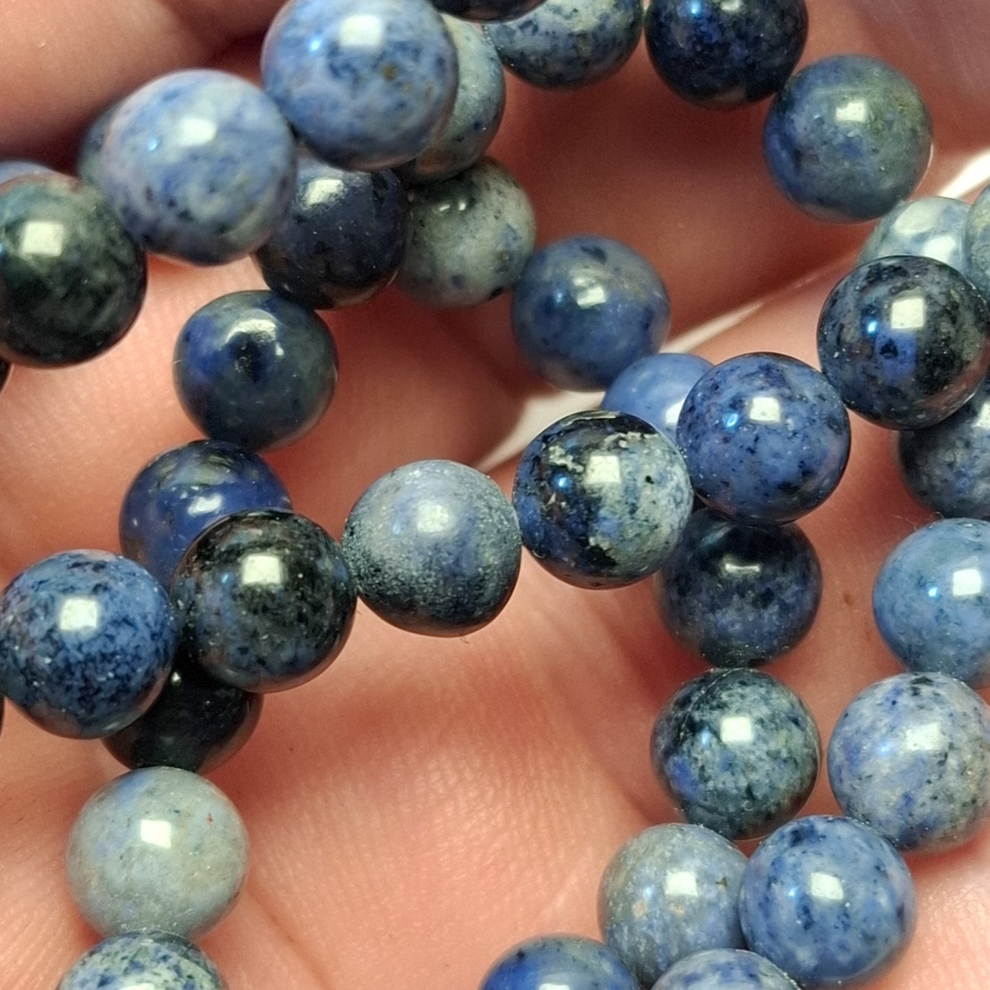 Perles Dumortierite 6mm, lot de 10 perles rondes naturelles