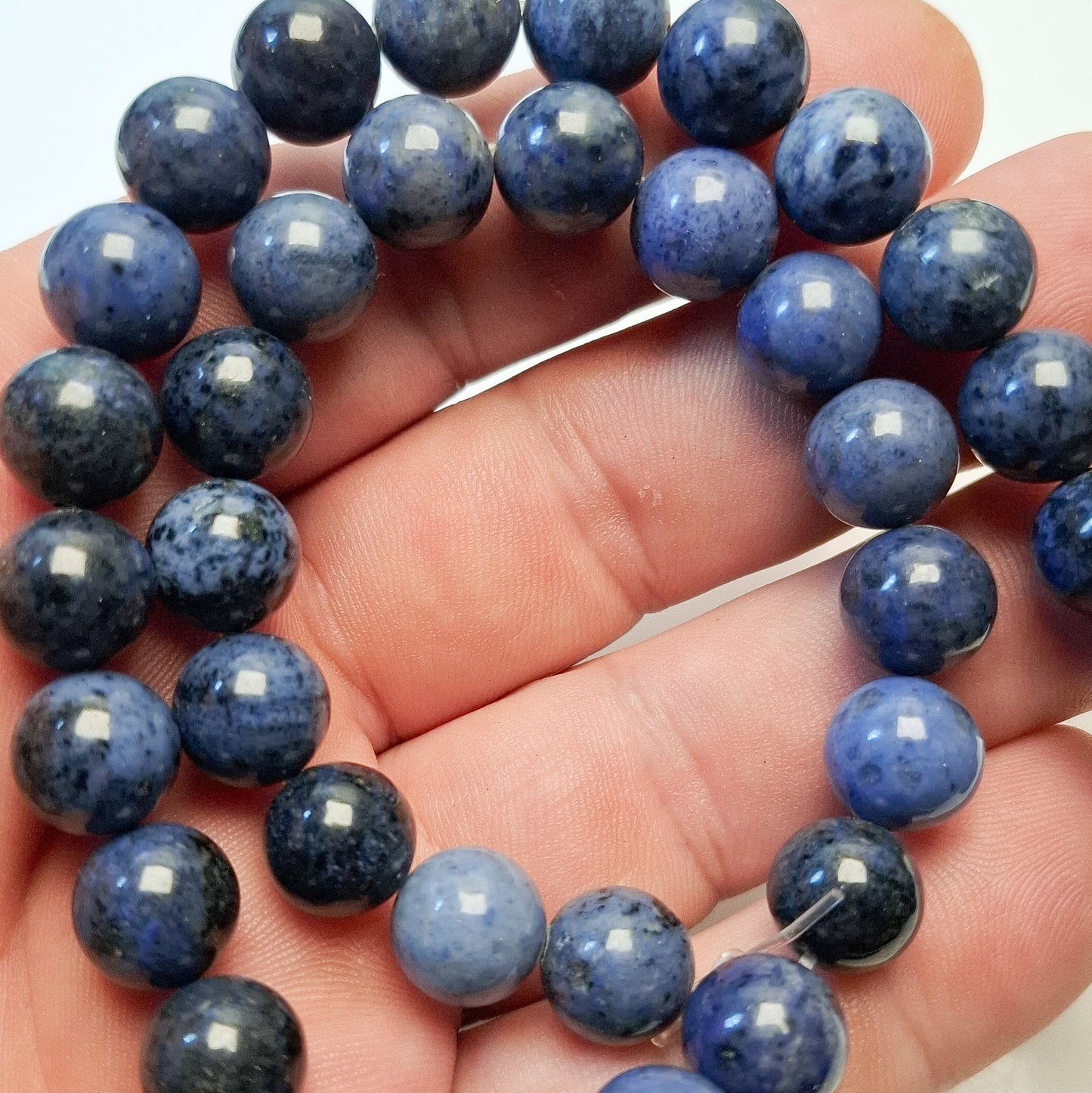 Perles Dumortierite 10mm, corde 40cm perles rondes naturelles