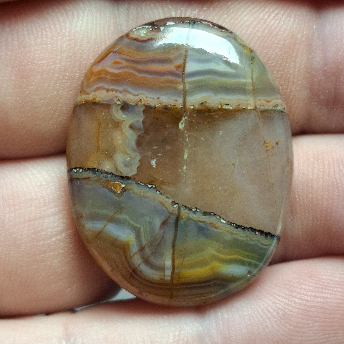 Cabochon agate lace de montredon-labessonnié