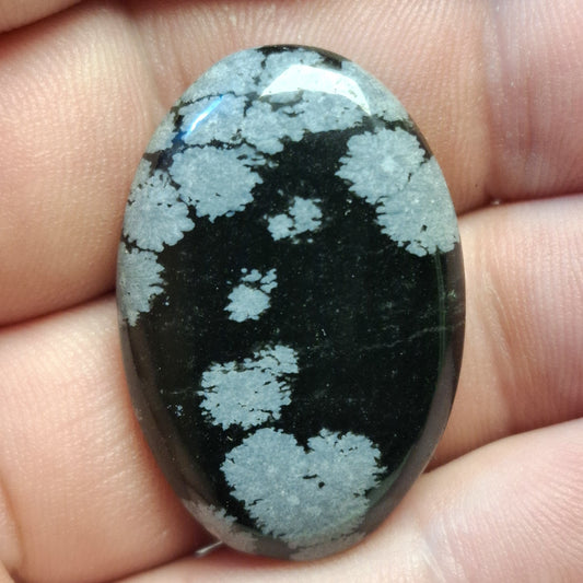 Cabochon Obsidienne Flocon de Neige