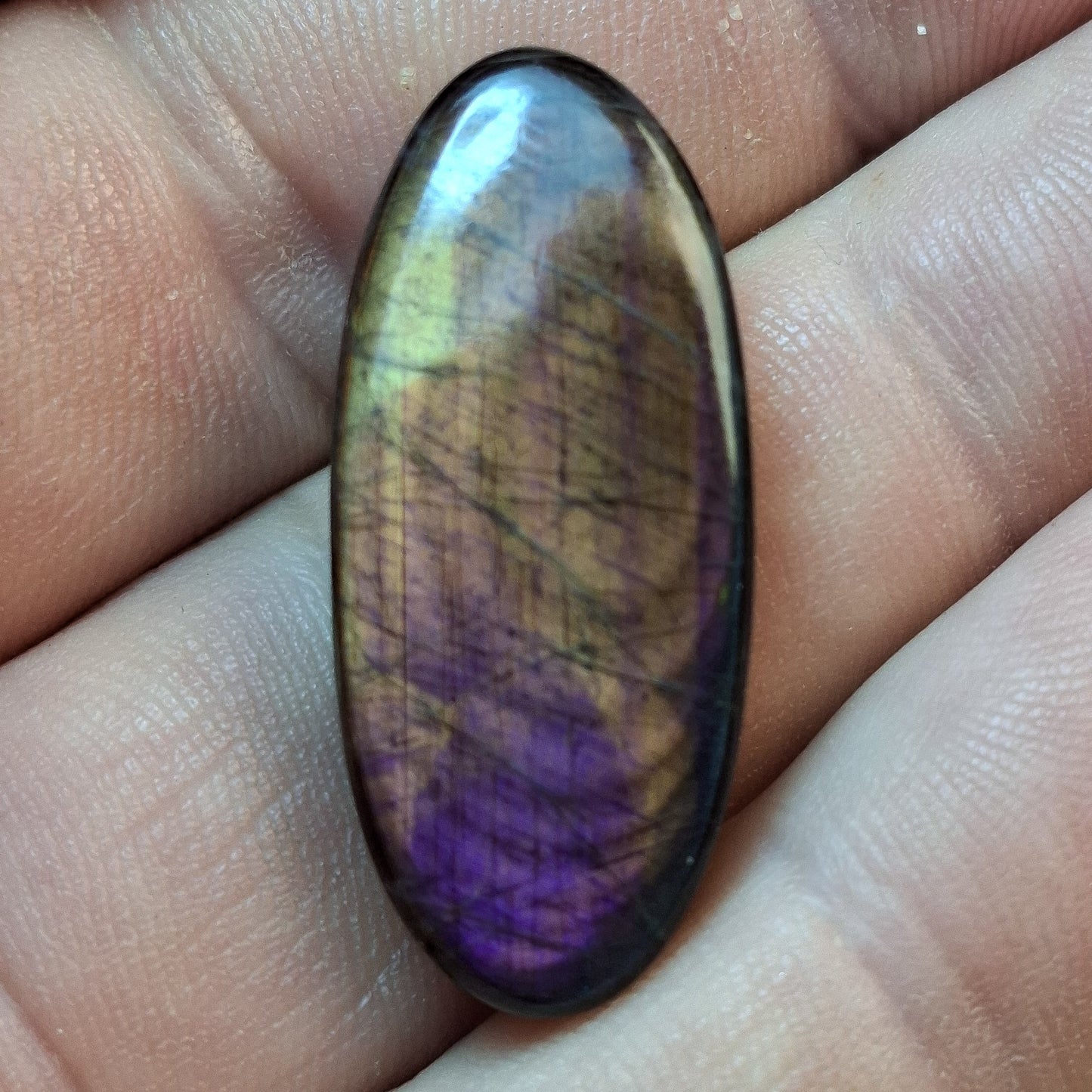 Cabochon Spectrolite de Yläama Rainurée