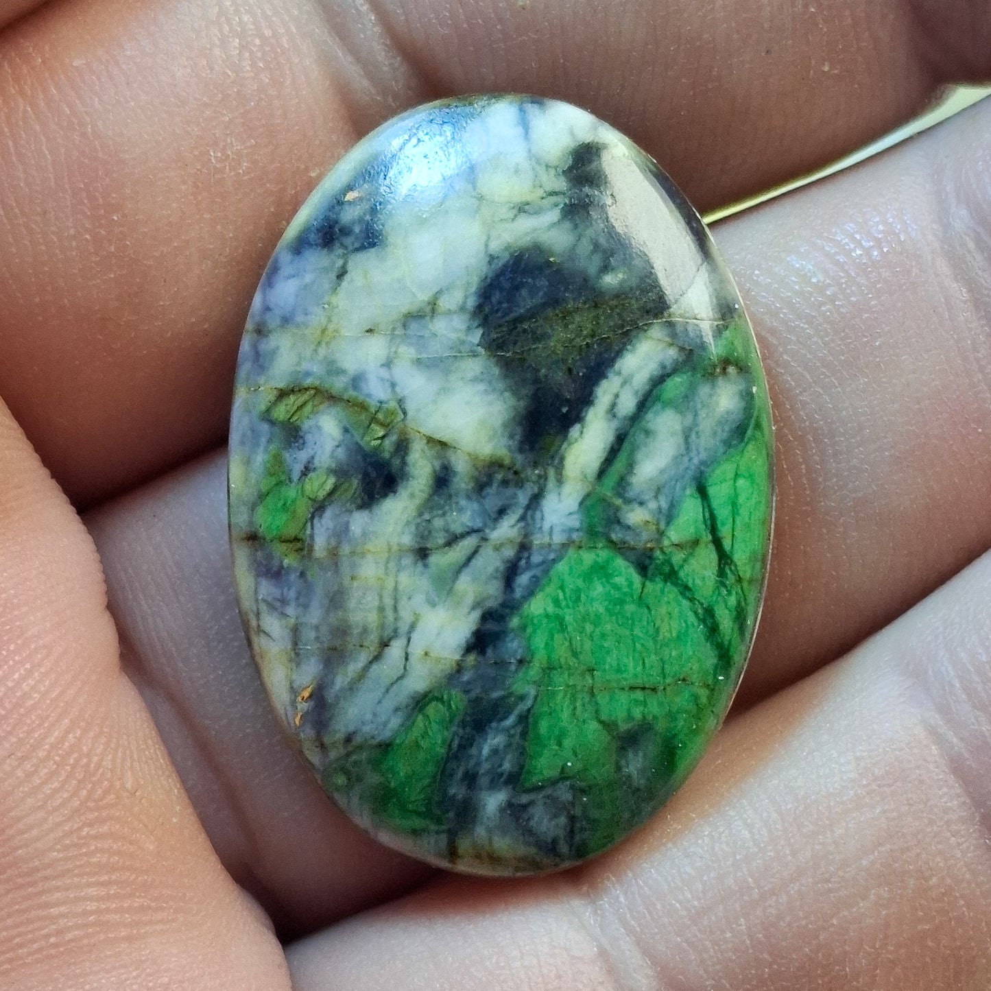 Cabochon Smaragdite Rainurée