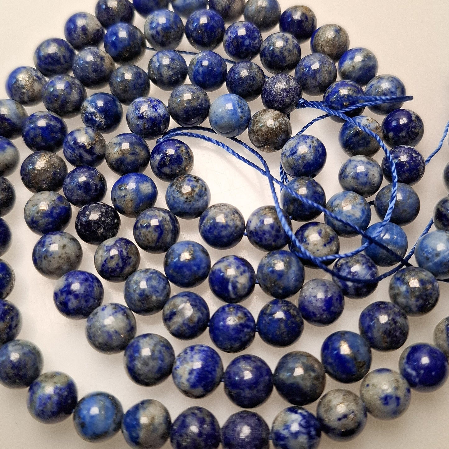 Perles Lapis-lazuli 8mm, corde 40cm perles rondes naturelles